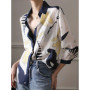 Fashion Luxury Ladies Shirt France Style Woman Printing Blouse Spring Summer Half Sleeve Tops Blusa Mujer