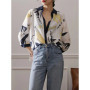 Fashion Luxury Ladies Shirt France Style Woman Printing Blouse Spring Summer Half Sleeve Tops Blusa Mujer