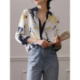 Fashion Luxury Ladies Shirt France Style Woman Printing Blouse Spring Summer Half Sleeve Tops Blusa Mujer