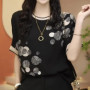 Spring Summer New Fashion Elegant Round Neck Pullover Versatile Women's Clothing Casual Female Clothes Printed Loose T-Shirts