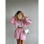 Summe Long-sleeved Zippered Sports Cardigan Jacket, Shorts Set, Women's Sportswear, Casual Fashion Two-piece Women's Clothing
