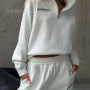 2025 European American New Versatile Casual Fashion Thickened Embroidered Long Sleeve Sweatshirt and Long Pants Two-Piece Set