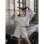 Fashion women's clothing Women's hooded large pocket sweatshirt shorts two piece casual suit zipper cardigan women's clothing