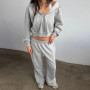 Womens Two Piece Hooded Tracksuit Set with Zipper Side Striped Pants Activewear Casual Sportwear Outfit for Daily Life Gym