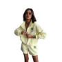 Spring and Summer Sports Casual Suit Zipper High Collar Embroidery Long Sleeve Sweatshirt Shorts Two-piece Suit