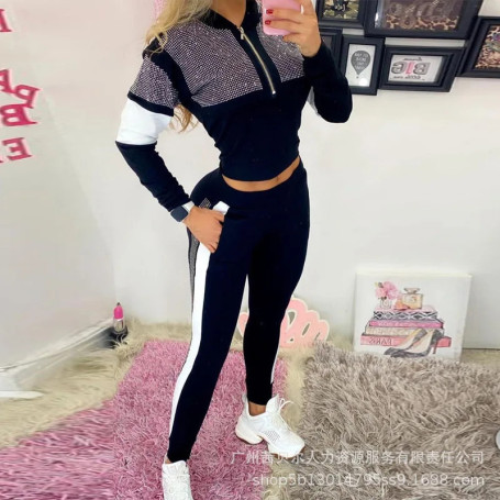 Tracksuit Pants Set Two Piece Set Women Autumn Winter Zipper Jacket Tops Suits Jogging Vintage Patchwork Outfits Y2k Streetwear