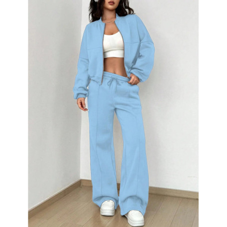 Autumn Women's Tracksuit with Zipper Cotton Oversize White Casual Two Piece Set Women Classic Sports Trouser Suits for Women