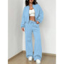 Autumn Women's Tracksuit with Zipper Cotton Oversize White Casual Two Piece Set Women Classic Sports Trouser Suits for Women