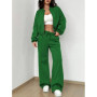 Autumn Women's Tracksuit with Zipper Cotton Oversize White Casual Two Piece Set Women Classic Sports Trouser Suits for Women