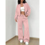 Autumn Women's Tracksuit with Zipper Cotton Oversize White Casual Two Piece Set Women Classic Sports Trouser Suits for Women