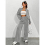 Autumn Women's Tracksuit with Zipper Cotton Oversize White Casual Two Piece Set Women Classic Sports Trouser Suits for Women