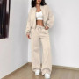 Autumn Women's Tracksuit with Zipper Cotton Oversize White Casual Two Piece Set Women Classic Sports Trouser Suits for Women