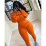 Letter Printed Embroidery Women Two Piece Ribbed Tracksuits Fall Spring Long Sleeve Sweatshirt and Skinny Pants Set