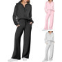 Women 2 Piece Outfits Sweatsuit Set 2024 Activewear Workout Fall Oversized Half Zip Sweatshirt Sweatpant Lounge Set Tracksuits