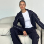 Street Striped Sweatshirt Pants Set Women Casual Lapel Zipper Full Sleeves Jacket Long Straight Trousers Sporty Lady Tracksuit