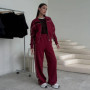 Street Striped Sweatshirt Pants Set Women Casual Lapel Zipper Full Sleeves Jacket Long Straight Trousers Sporty Lady Tracksuit