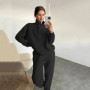 Oversized Solid Casual Pullovers Long Pant Set Warm Hoodie New Tracksuit Suit Fashion pant sets sets for women 2 pieces