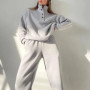 Oversized Solid Casual Pullovers Long Pant Set Warm Hoodie New Tracksuit Suit Fashion pant sets sets for women 2 pieces