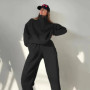 Oversized Solid Casual Pullovers Long Pant Set Warm Hoodie New Tracksuit Suit Fashion pant sets sets for women 2 pieces