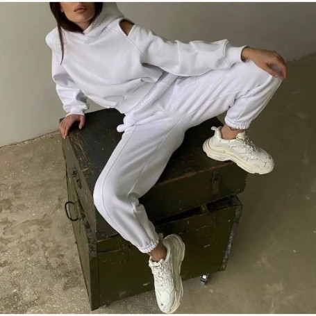 2024 Autumn Winter Two Piece Sets Women Tracksuit Oversized Suit Trouser Suits Female Sweatshirt Solid Sports Hoodie Sportswear