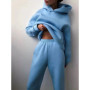 Winter Two Piece Sets Women Tracksuit Oversized Suit 2024 Autumn Trouser Suits Female Sweatshirt Solid Sports Hoodie Sportswear