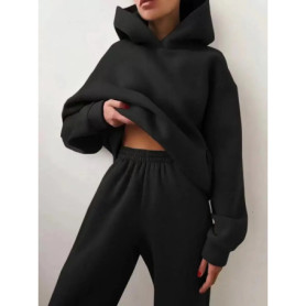 Winter Two Piece Sets Women Tracksuit Oversized Suit 2024 Autumn Trouser Suits Female Sweatshirt Solid Sports Hoodie Sportswear