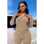 Fashion Women's Suit - Autumn Hooded Long-Sleeved Coat And Wide-Leg Trousers Outfits - Solid Color Ladies Two-Piece Set