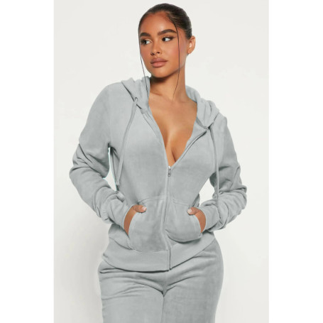 Fashion Women's Suit - Autumn Hooded Long-Sleeved Coat And Wide-Leg Trousers Outfits - Solid Color Ladies Two-Piece Set