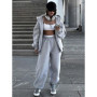 Casual Women Tracksuit Set Hooded Workout Suit Fitness Sports Female Clothes Outfit Loose Elastic-waist Running Trousers 2025