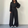 Comfortable Casual Pants Sets Women Sporty Style Short Hooded Sweatshirt High Waist Trousers Two Piece Set Streetwear Female