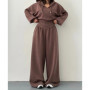 Comfortable Casual Pants Sets Women Sporty Style Short Hooded Sweatshirt High Waist Trousers Two Piece Set Streetwear Female