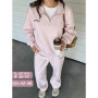 Spring Women's Tracksuit with Zipper Cotton Oversize Classic Pink Two Piece Set Women Casual Yellow Trouser Suits for Women