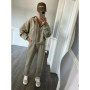 Women Tracksuit Hooded Zippers Sweatshirts Solid Pockets Elastic Waist Straight Pants Two Pieces Sets Thick Sports Casual