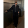Casual Striped Contrast Sweatshirt Pants Set Women Edgy Stand Collar Zipper Jacket Long Straight Trousers Sport 2-Piece Set Lady