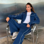 European And American Casual Suit Long-sleeved Zipper Cardigan Loose Striped Sweatshirt Elastic Wide-leg Pants Two-piece Set