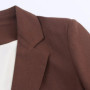 Topenomi Brown Short Sleeve Blazer Coats Women 2025 Autumn New Single Button Suits Jacket Elegant Fashion Versatile Tops Mujer