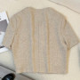 Light Coffee Short Sleeve Small Suit Jacket Female Thin 2025 Summer New Temperament Ladies Short Jacket Casual Women Blazer Tops
