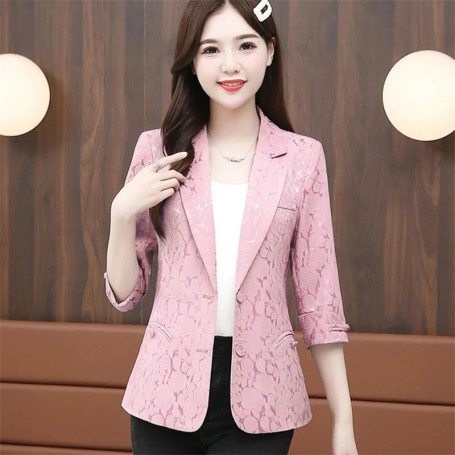 Spring Summer Female Leisure Blazer Jacket 2026 Ladies Seven Points Sleeves Outwear Tops Women Fashion Large Size 4XL Suit Coat