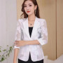 Women Blazer Jacket Spring Summer New Thin Cardigan Sun Protection Clothing Hollow Lace Three-quarter Sleeve Suit Top Ladies