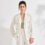 KL7613666 Premium Linen Suit Women Fashion Peak Lapel Blazer Jacket Casual Chic Ladies Breathable Summer Outerwear