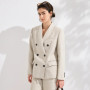 KL7613666 Premium Linen Suit Women Fashion Peak Lapel Blazer Jacket Casual Chic Ladies Breathable Summer Outerwear