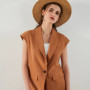 K1444L Luxury Brand Women's Clothing Summer 55 Linen 45 Cotton Ladies Suit Women's Casual Blazer Clothes Vest