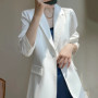 Women Blazers Spring Summer New Fashion Korean Silk Satin Suit V-neck Loose Top Jacket Single Button Suit Blazers Outerwear