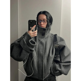 Fashion Oversize Lapel Suit Jacket Women Casual Single Button Pockets Female Coat 2025 Summer New Half Sleeve Jackets Streetwear