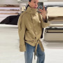 Fashion Stand Collar Double Breasted Jacket Women's Khaki Lace Up Trench Coat 2026 Spring New Lady Long Sleeve Outerwear Street