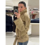 Fashion Stand Collar Double Breasted Jacket Women's Khaki Lace Up Trench Coat 2026 Spring New Lady Long Sleeve Outerwear Street