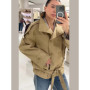 Fashion Stand Collar Double Breasted Jacket Women's Khaki Lace Up Trench Coat 2026 Spring New Lady Long Sleeve Outerwear Street