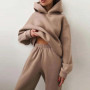 Women's Clothing Autumn Winter European American Casual Fashion Thickened Long-sleeved Sweatshirt Trousers Two-piece Suit