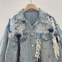 DEAT 2025 Autumn New Niche Fashion Patchwork Women's Denim Jacket Loose Single-breasted Contrast Color Coat Female11A05239