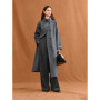 FSLE 2025 New Women's Elegant Stand Collar 100 Wool Double-Faced Long Coat Diamond-Shaped Tailoring Autumn Winter Outerwear